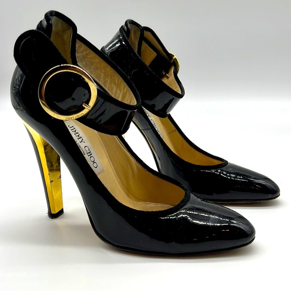 JIMMY CHOO SEXY POLISHED LEATHER MARY JANE STILETTO SZ 39 - Picture 3 of 6